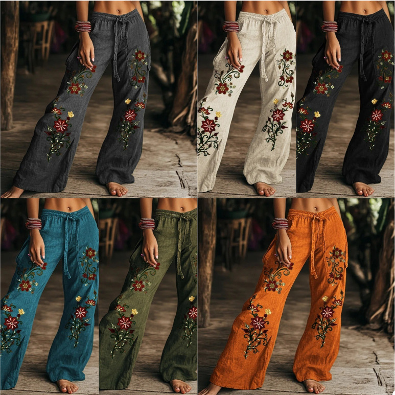 Womens Fashionable Casual Printed Drawstring Pants