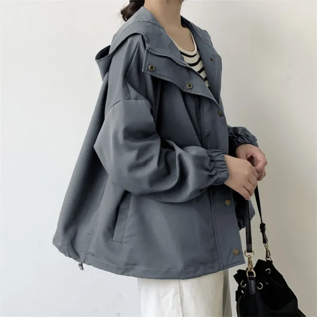 Special interest Design Loose fitting Short Coat Women's Casual Dark Gray - Shop at LoveMi