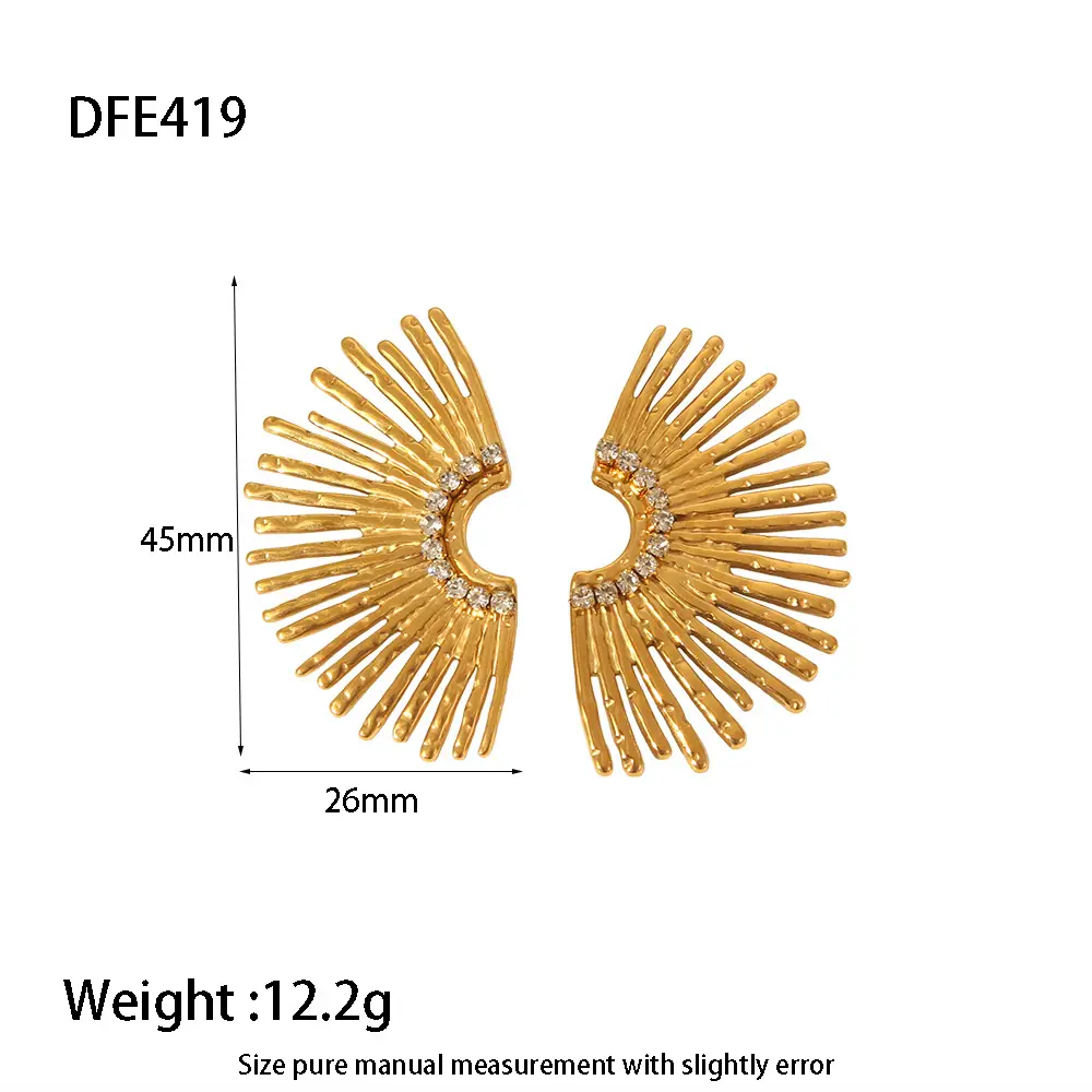 Female Geometric Ray Stainless Steel Women's Ear Stud Necklace