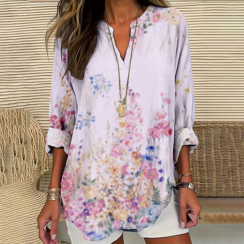 Spring And Summer Women's Clothing European And American Fashion Long Sleeve Shirt Type A 3Xl - Shop at LoveMi