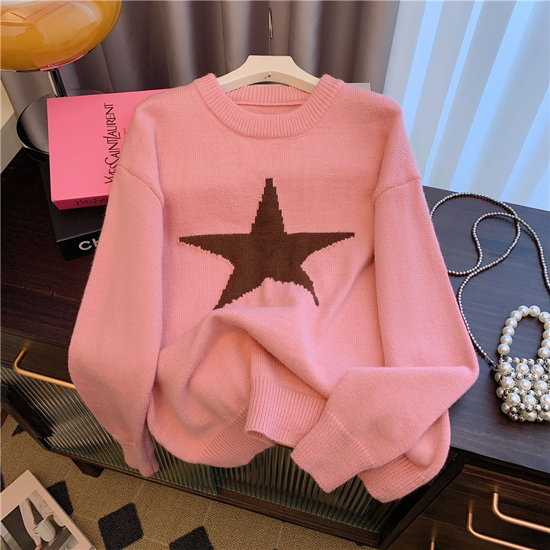 Title 10, Idle Style Five-pointed Star Crew Neck Pullover...