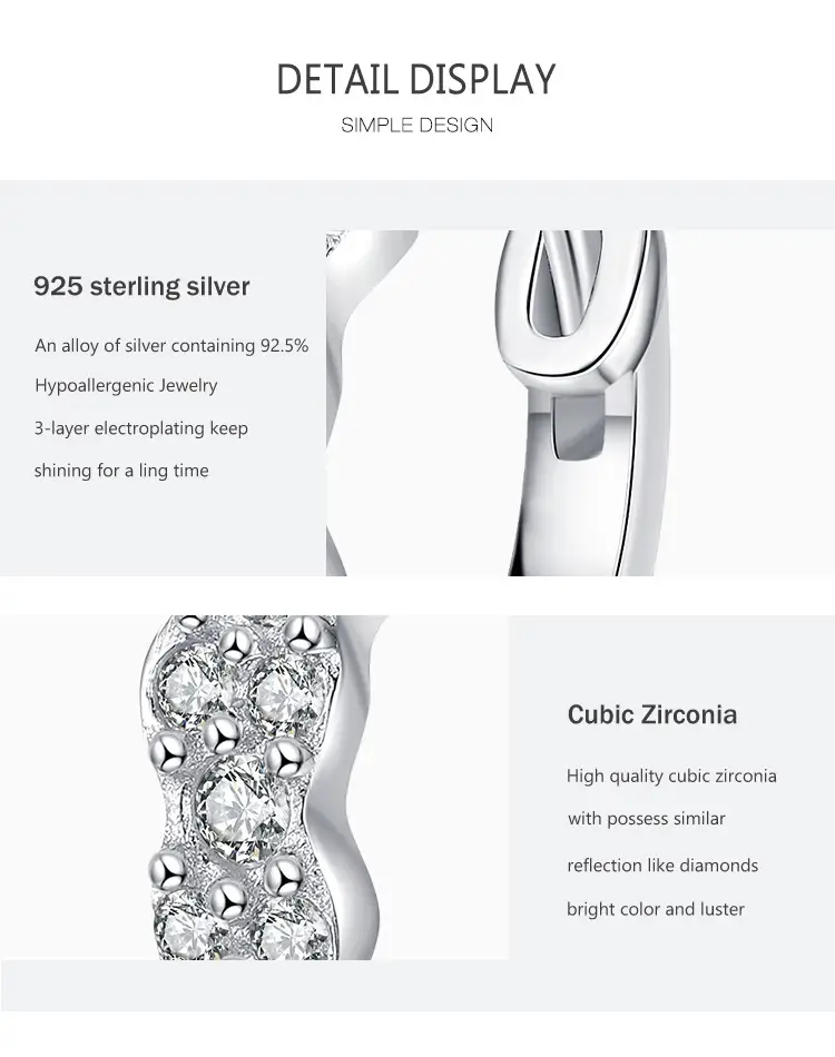 Women's S925 Silver Geometric Rhinestone Earrings