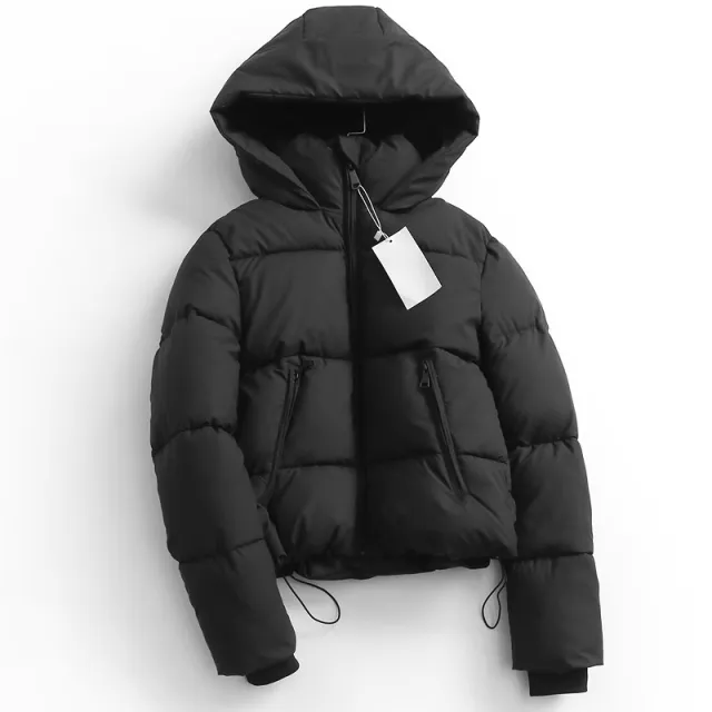Spanish Style Winter New Versatile Loose Fluffy Bread Thickened Warm Hooded Cotton Coat Women Black - Shop at LoveMi