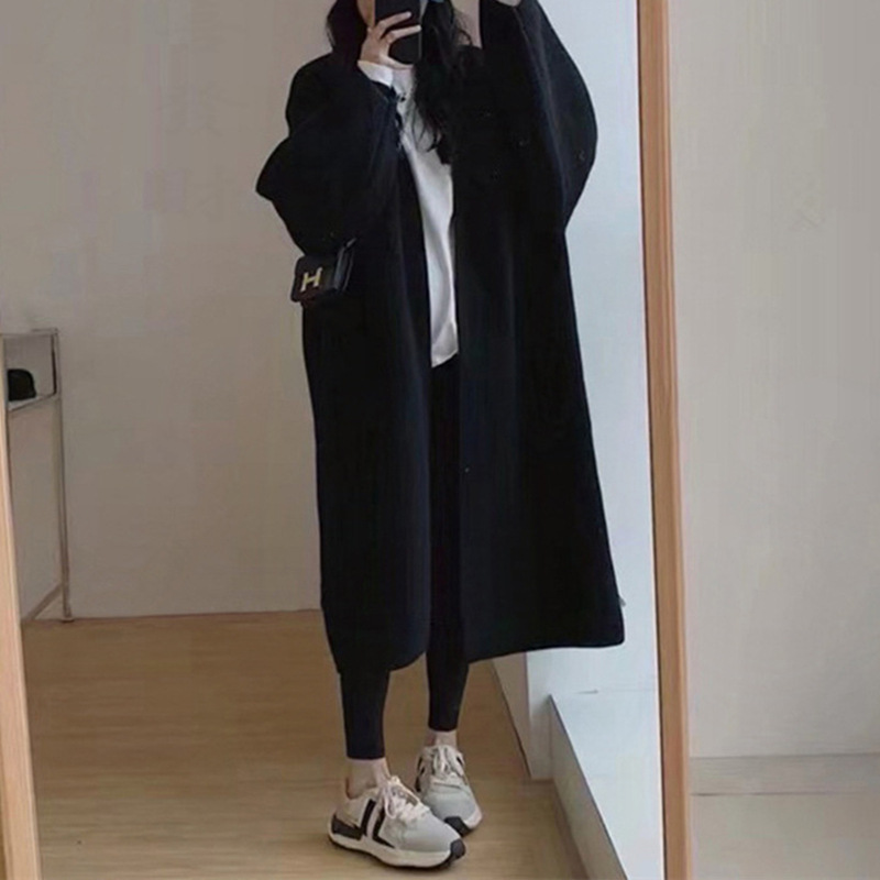 Idle Style Loose Retro Knitted Cardigan Jacket Black - Shop at LoveMi