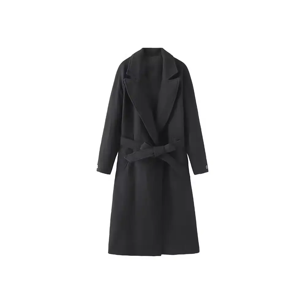 Temperament Fashion Neutral With Waist Woolen Coat