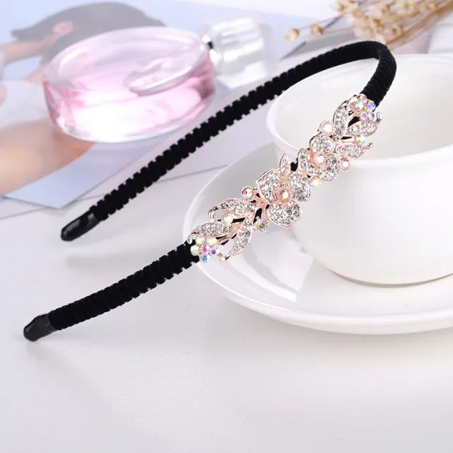 Rhinestone Bow Headband For Women Head Accessories H Three Leaves - Shop at LoveMi