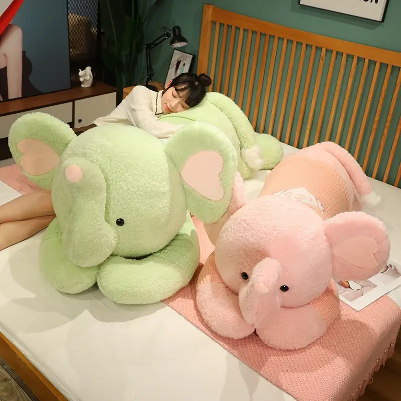 Large Sweater Lying Elephant Throw Pillow Plush Toy Doll