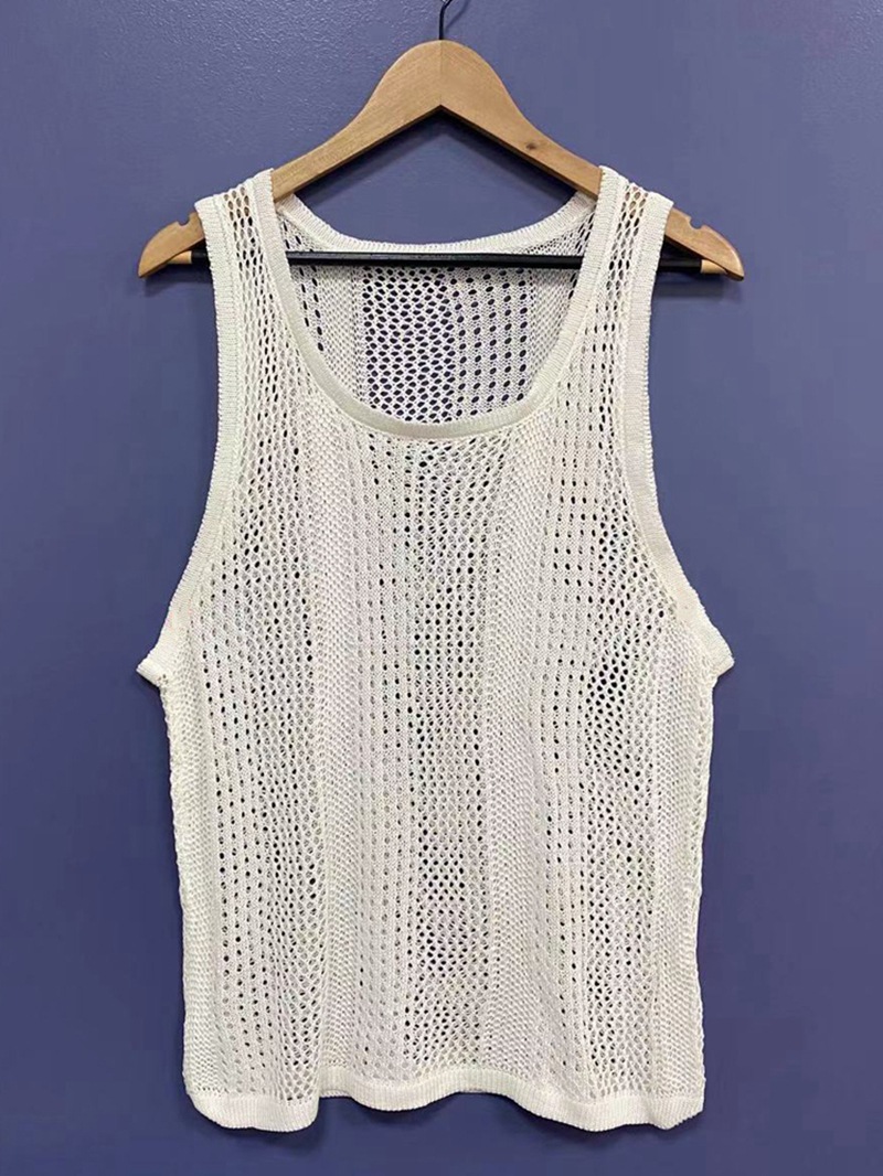 Title 6, Summer Sexy Sleeveless Knit Vest White Breathab...