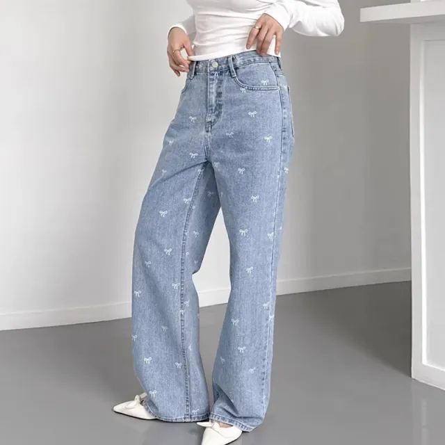 All matching Wide Leg Straight Jeans For Women Blue - Shop at LoveMi