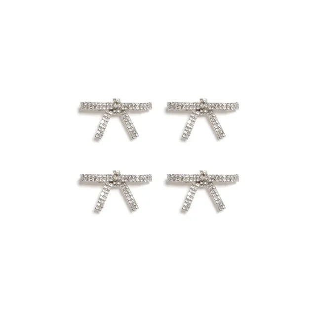 Super Fairy Bow Women's Rhinestone Barrettes Silver - Shop at LoveMi