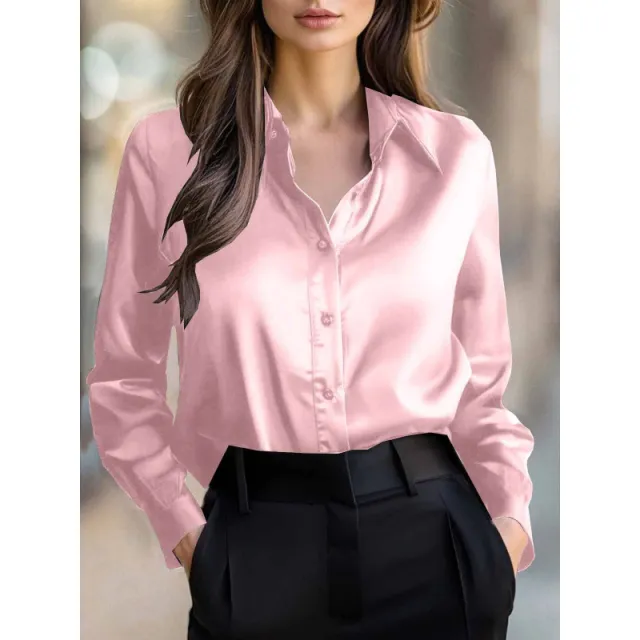 Elegant Long sleeve Womens Blouse With A Refined Pink - Shop at LoveMi