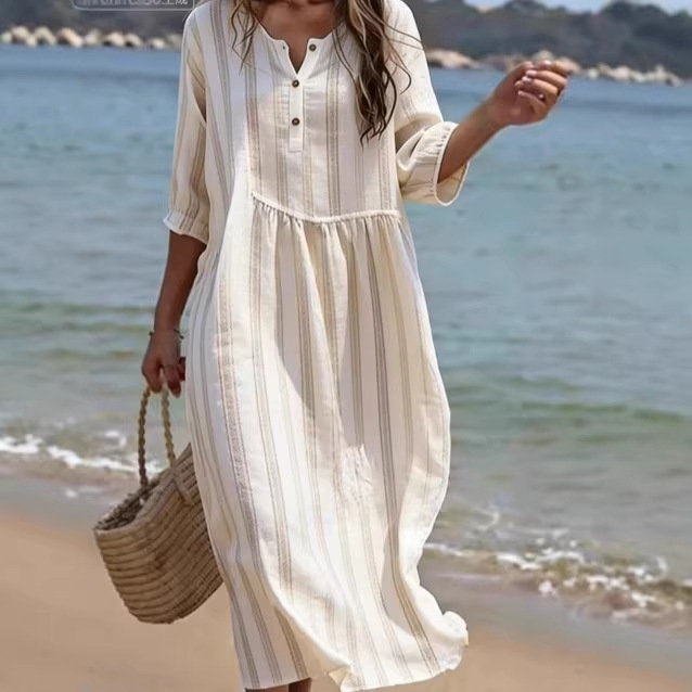 Round Neck Fashion Premium Long Sleeve Printed Dress