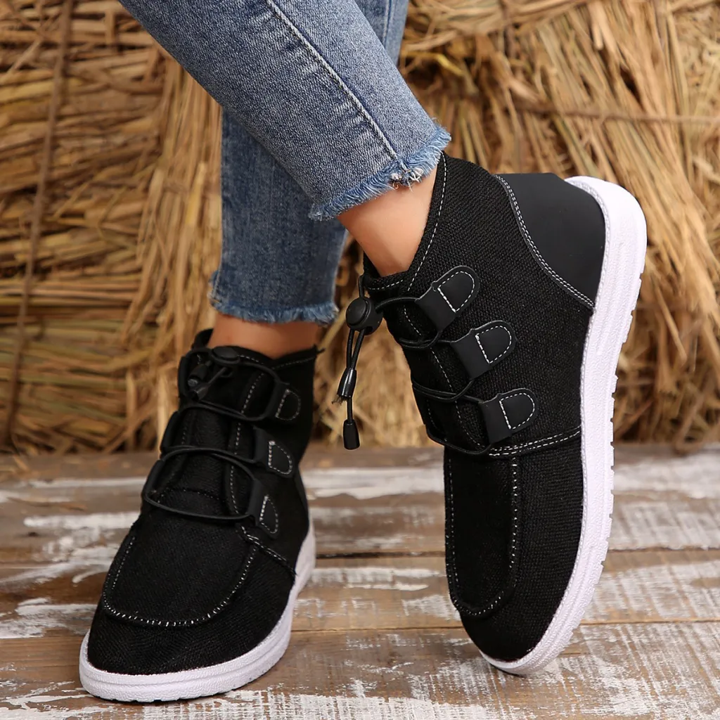 Martin Boots Thick Bottom Fleece-lined Fashion Ladies - Black
