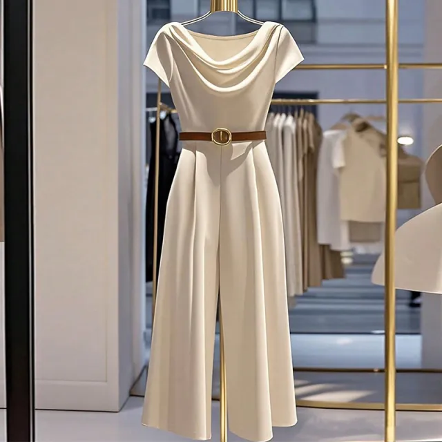 European And American Elegant Style Satin Jumpsuit Apricot - Shop at LoveMi