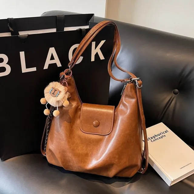 Retro Large Capacity Bag Women's Shoulder Tote Bag Brown - Shop at LoveMi