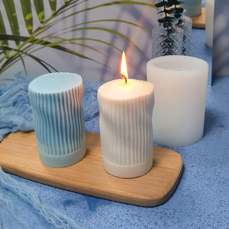 Sanxin Striped Cylindrical Candle Silicone Mold DIY Vertical Pattern Geometric Aromatherapy Fragrant Stone Handmade Soap Plaster Abrasive Tool