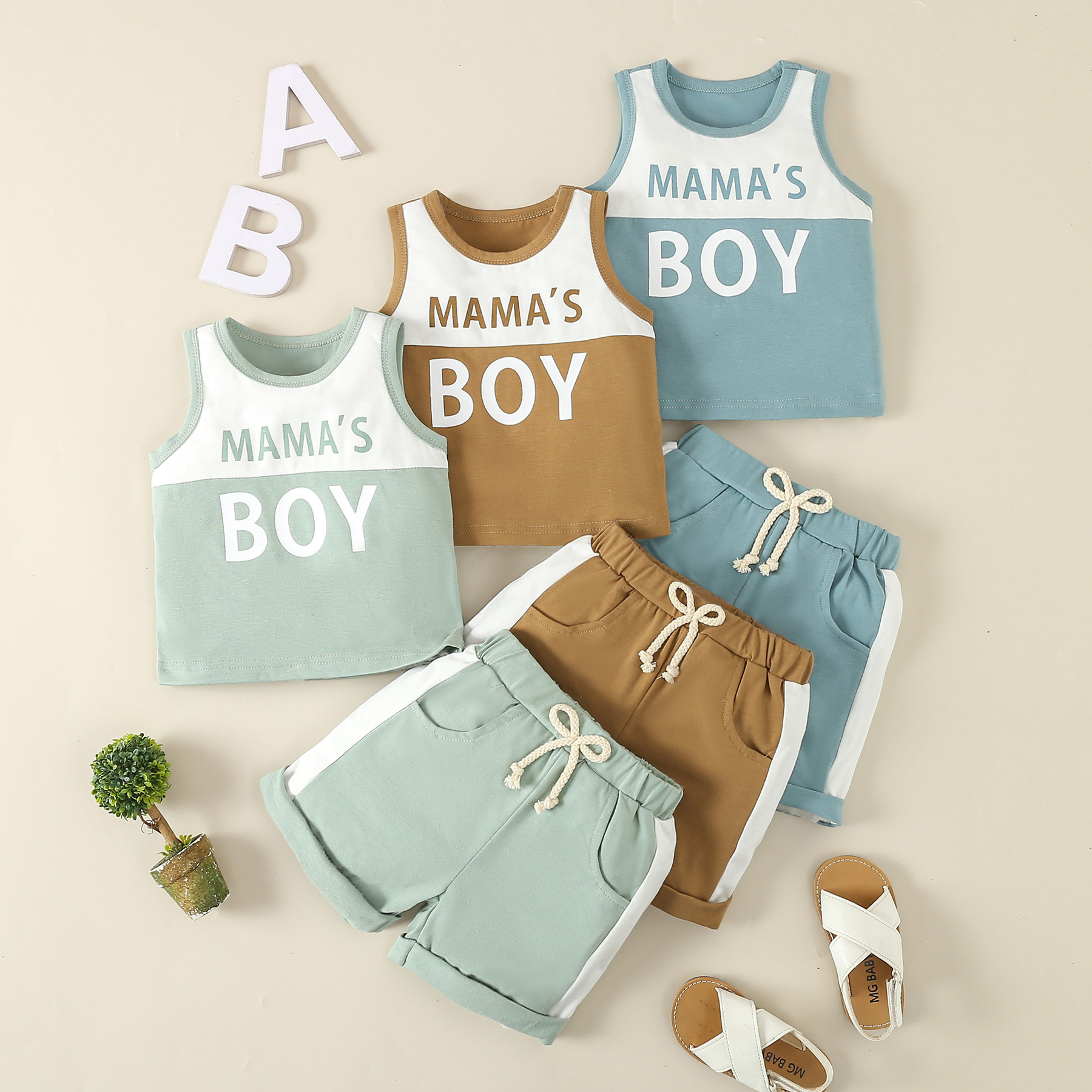 New Sleeveless Letter Vest Shorts Two-piece Set