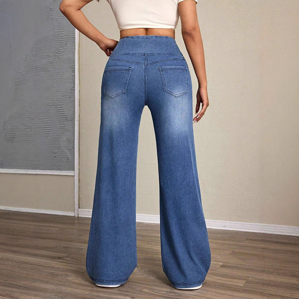 Loose Oversized Retro High-waisted Stretch Denim Wide-leg Pants - Image 6