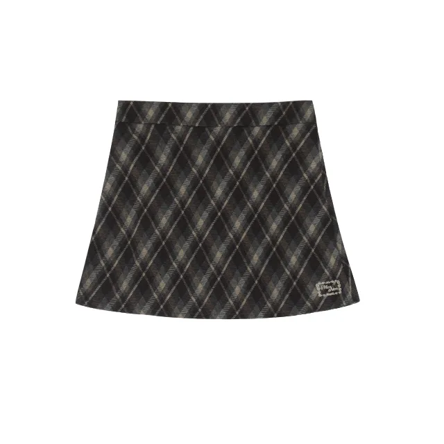 Women's New American Retro College Style Plaid Skirt Coffee Grid - Shop at LoveMi