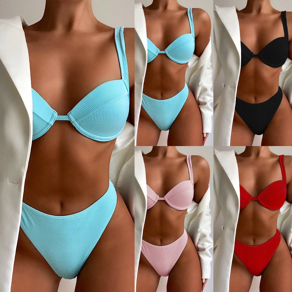 Hard-cup Bikini With Small Ribbed Detailing