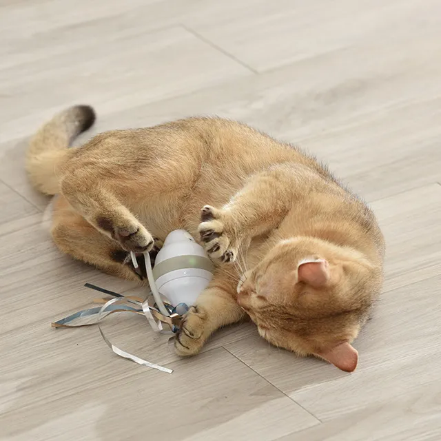 360 Rolling Mouse Cat Toy Automatic Feather Cat Tease Gray - Shop at LoveMi