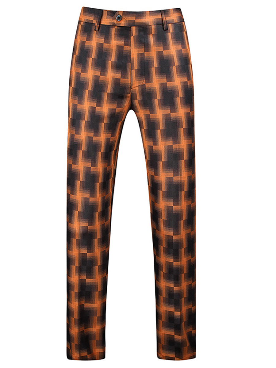 Printed Men's Suit Casual Pants Straight Slim Fit Trousers