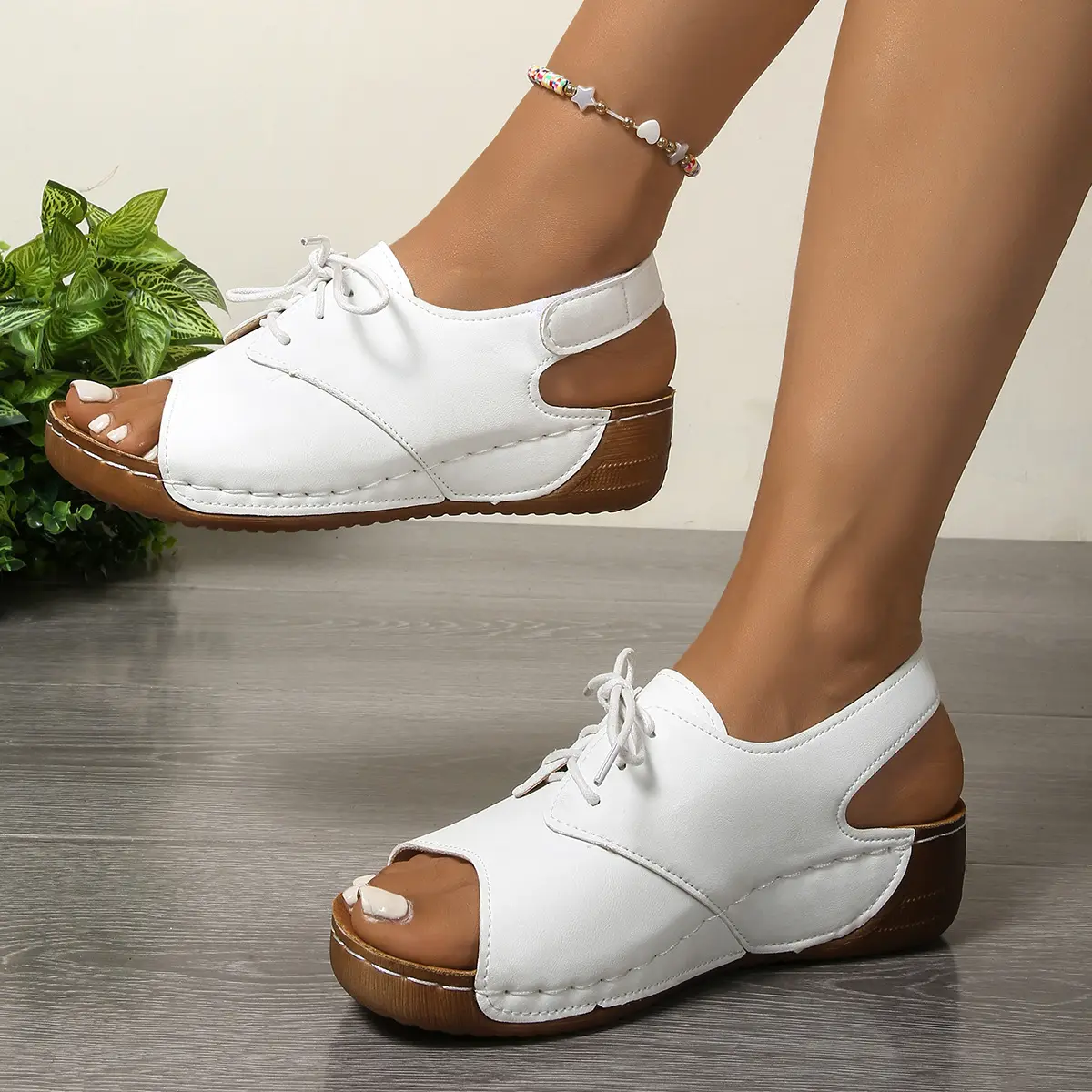 New-style Color-Block Plus-Size Womens Thick-Soled Wedge Sandals