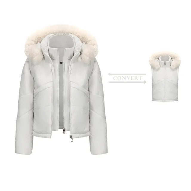 Women's Removable Sleeves Fake Two Pieces Cotton padded Waistcoat Light Gray - Shop at LoveMi