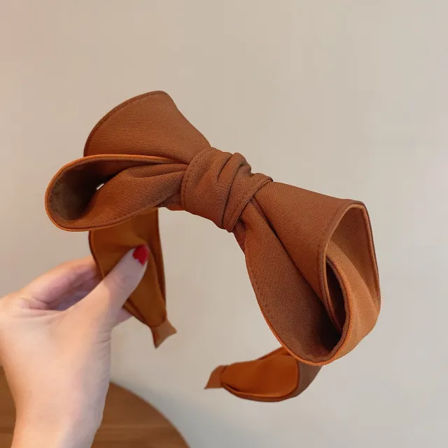 Retro Solid Color Three dimensional Multilayer Bow Headband Fg417 Caramel - Shop at LoveMi