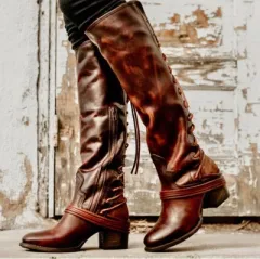 Fashion Personality All-match Colour Matching Women's Boots - Brown - View 1