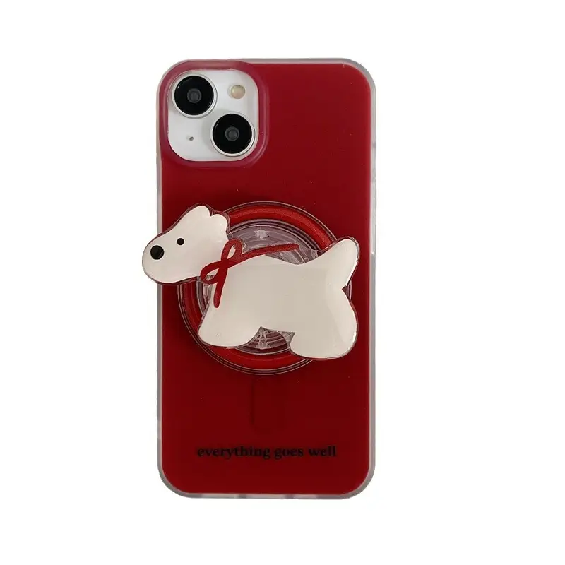 Retro New Year Red Bow Tie Puppy Drop-resistant Phone Case