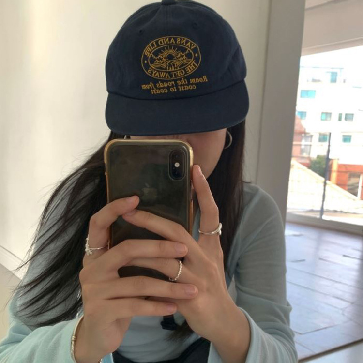 Korean Niche Letter Embroidery Simple Solid-color Vintage Street-style Baseball Cap — image 1