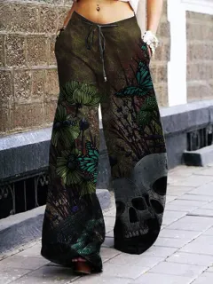 Summer Dark Rock Style Straight High Waist 3D Skull Overalls - 3 Colours-L - View 1