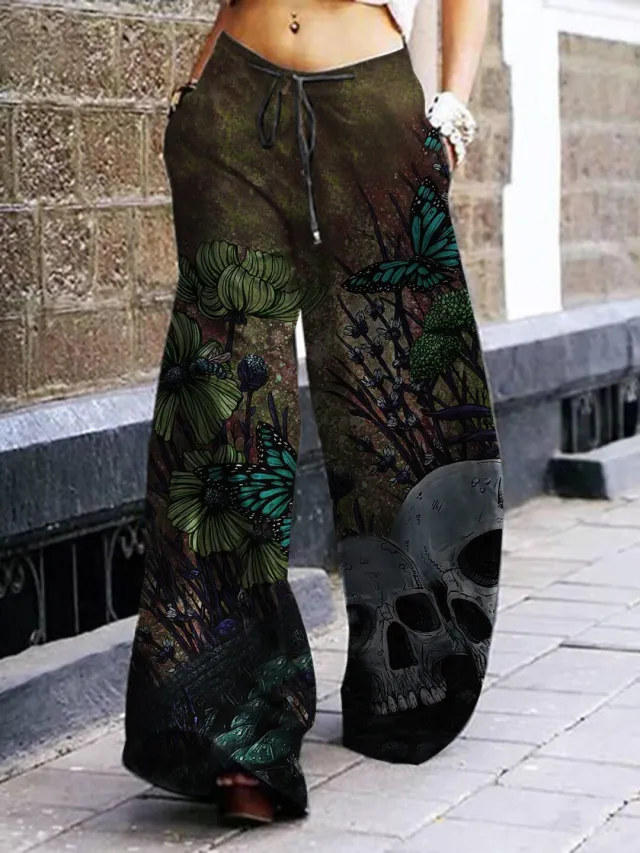 Summer Dark Rock Style Straight High Waist 3D Skull Overalls 3 Colors L - Shop at LoveMi
