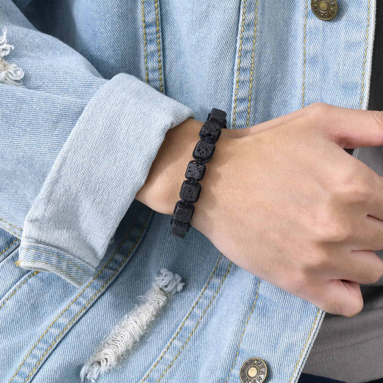 Square Square Volcanic Rock Braided Bracelets Adjustable