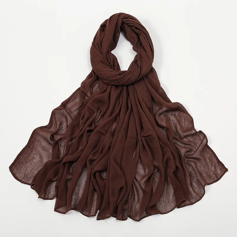 Curling Rayon Wrinkle Scarf Women's Simple Toe Cap - 19 Coffee