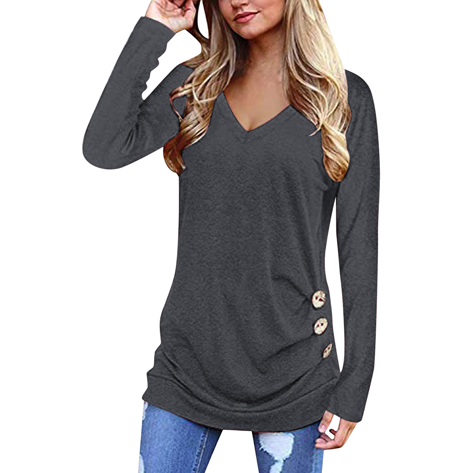 Title 4, V-Neck Solid Color Women