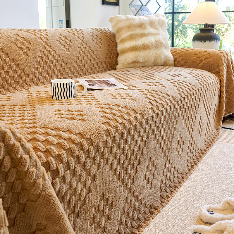 Household Thickened Fleece Solid Color All-inclusive Sofa Cover