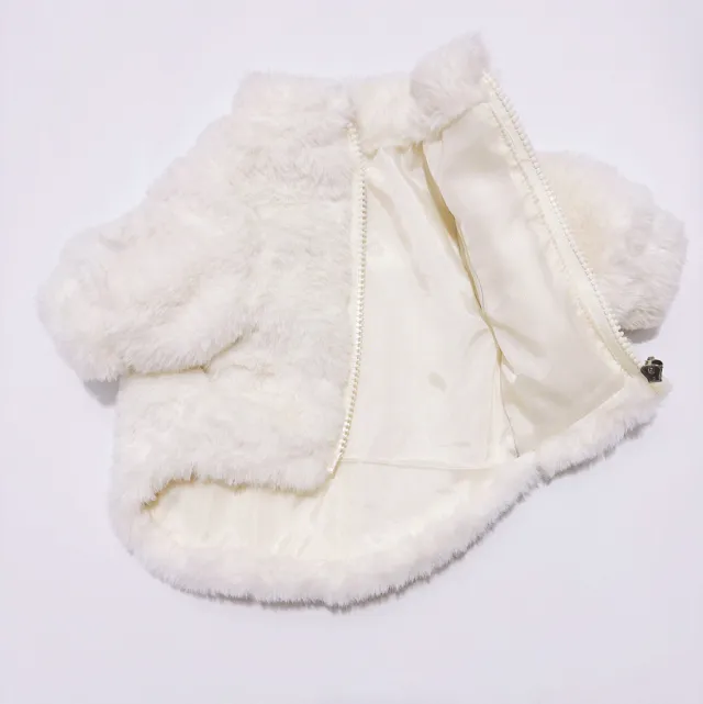 Pet Clothing Dog Coat Cotton padded Jacket Warm White Fur - Shop at LoveMi