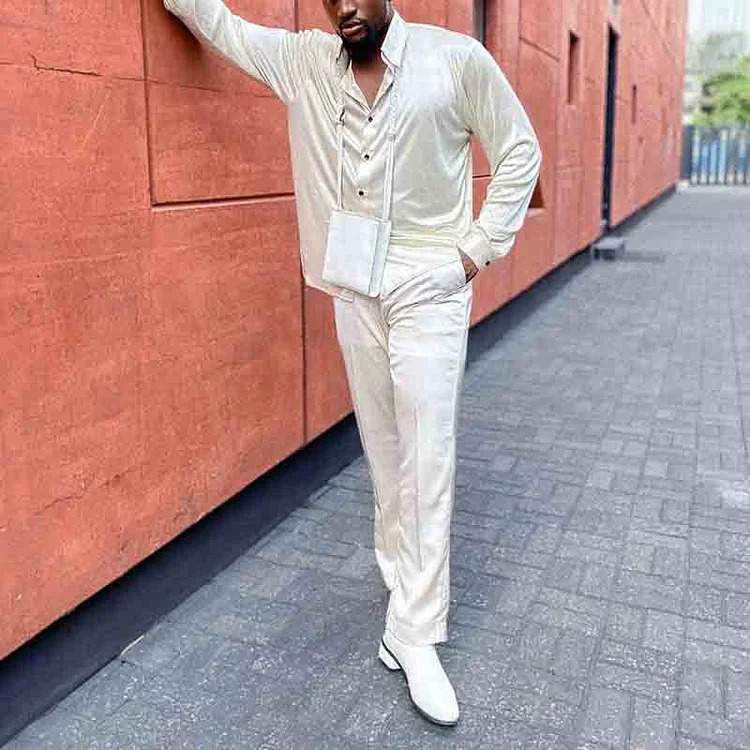 Autumn And Winter Men's Long-sleeve Shirt Lengthened Blouse And Pants - Image 1