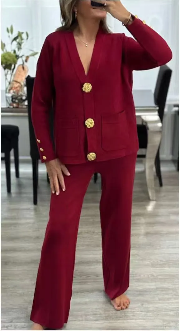 European Goods Casual Fashion Two piece Suit Female Spring And Autumn All match Red - Shop at LoveMi