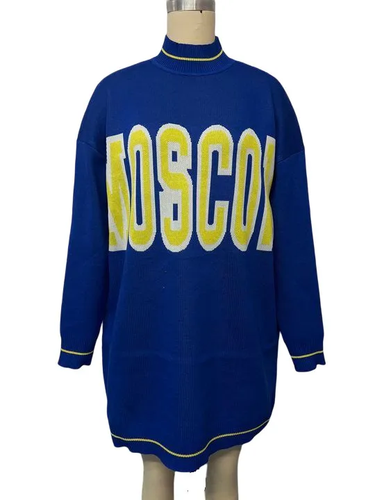 American Street Style Round Neck Contrast Color Letter Sweater Ls1728 Blue - Shop at LoveMi