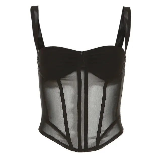 Fashion Suspenders Mesh See through Slim Fit Inner Wear Vest Black - Shop at LoveMi
