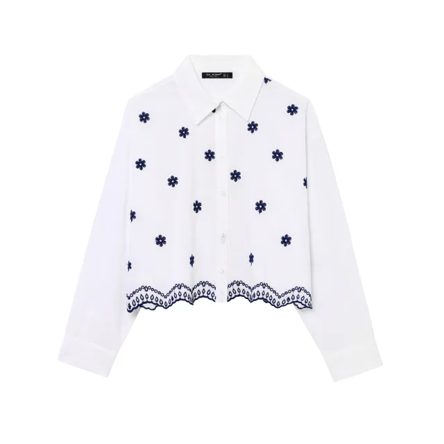 European And American Street Fashion Long Sleeve Embroidered Solid Color Shirt Red - Shop at LoveMi