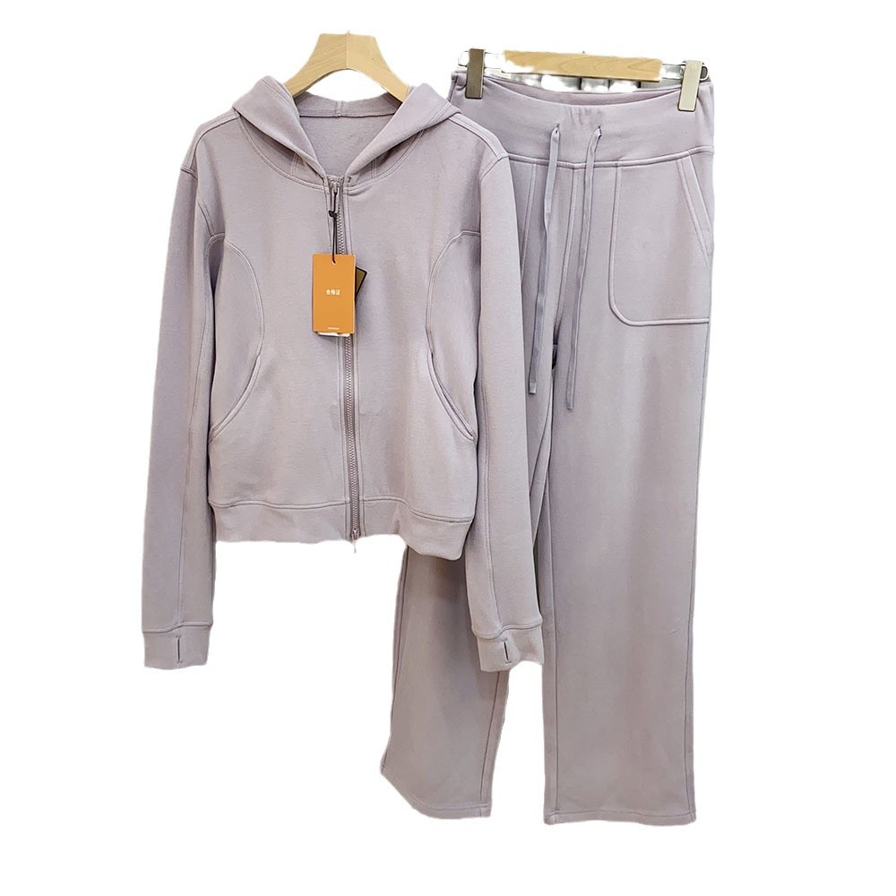 Wool Thermal Hooded Sweatshirt Wide-leg Pants Suit