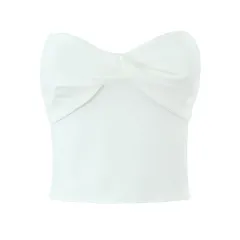 European And American Style Women's Fashion Sexy Casual Twist Tube Top Beautiful Back Tank-top Bell-bottom Pants - White Top - View 1