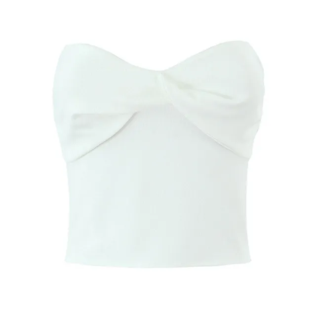 European And American Style Women's Fashion Sexy Casual Twist Tube Top Beautiful Back Tank top Bell bottom Pants White Top - Shop at LoveMi