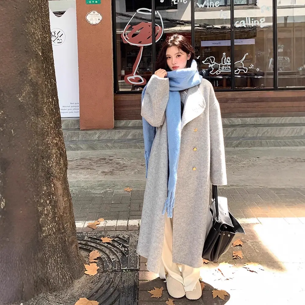 Womens Mid-Length Double-Faced Cashmere Coat