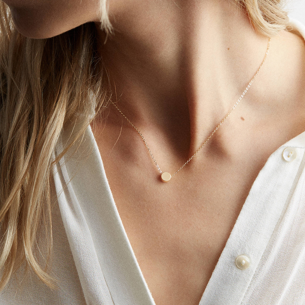 Simple All-match Round Pendant Women's Stainless Steel Necklace