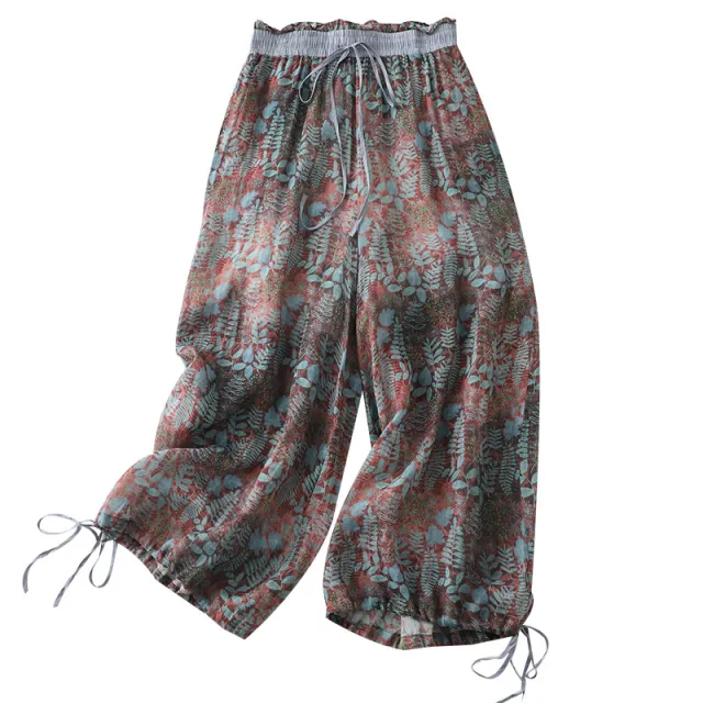 Cotton And Linen Art Retro Women's Casual Pants Loose Print - Shop at LoveMi
